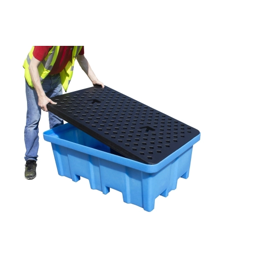 Collection tray, increased load capacity with grating for 2 barrels