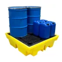Wanna wychwytowa z kratownicą pod 4 beczki 1310 x 1310 x 370 mm, żółta