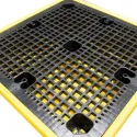 Spill containment pallet with grating for 4 barrels 1310 x 1310 x 370 mm, yellow