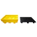 Wanna wychwytowa z kratownicą pod 4 beczki 1310 x 1310 x 370 mm, żółta