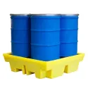 Spill containment pallet with grating for 4 barrels 1310 x 1310 x 370 mm, yellow