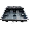 Containment tray with grating for 4 drums, black