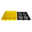 Wanna wychwytowa z kratownicą pod 4 beczki 1280 x 1285 x 275 mm, żółta