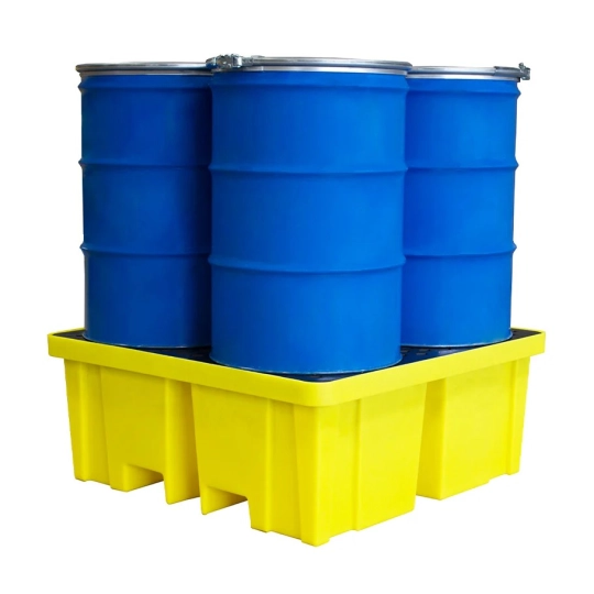 Wanna wychwytowa z kratownicą pod 4 beczki 1220 x 1220 x 495 mm, żółta