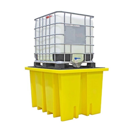 High-profile drip tray with grating for 1 IBC