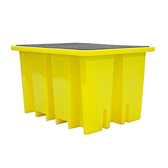 High-profile drip tray with grating for 1 IBC
