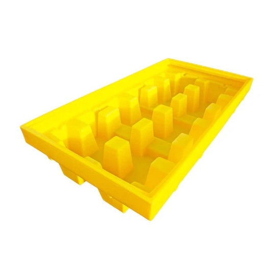 Capture tray with grating for 2 IBCs 2550 x 1350 x 565 mm, yellow
