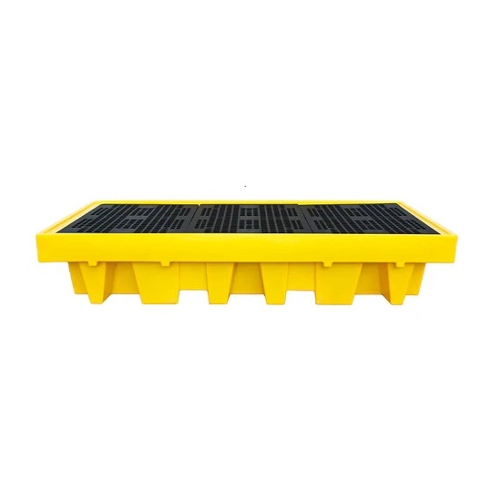 Capture tray with grating for 2 IBCs 2550 x 1350 x 565 mm, yellow