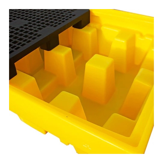 Capture tray with grating for 2 IBCs 2550 x 1350 x 565 mm, yellow