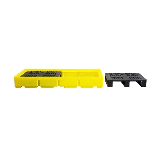 Collection tray with grating for 3 barrels 1785 x 780 x 240 mm, yellow