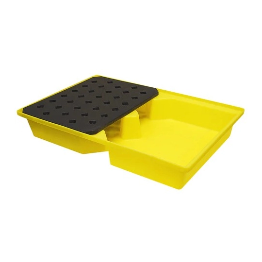 Drip tray with grid for small containers, yellow