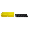 Spill tray with grid for small containers, yellow