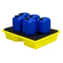 Spill tray with grid for small containers, yellow