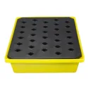 Spill tray with grid for small containers, yellow