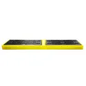 Low-profile spill containment sump with grating for 4 drums