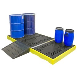 Wanna wychwytowa pod 2 beczki, niskoprofilowa z kratownicą 130 l, 1260 x 860 x 150 mm