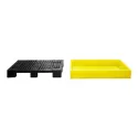 Low-profile spill containment sump with grid for 2 drums