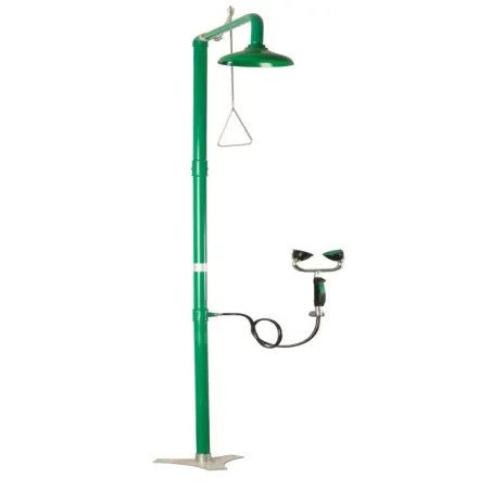 Combined shower and eyewash device on a hose