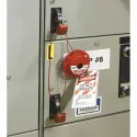 Blokada linkowa MINI, linka stalowa w osłonie 2,44 m czerwona