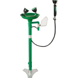Floor-mounted eye wash + single eye wash on a hose