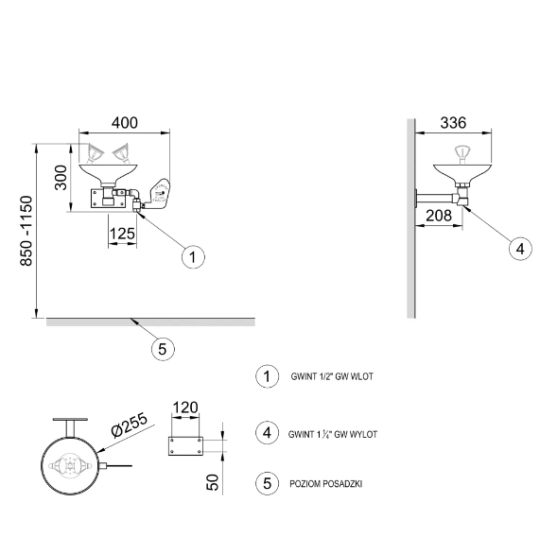 Wall-mounted eye wash station