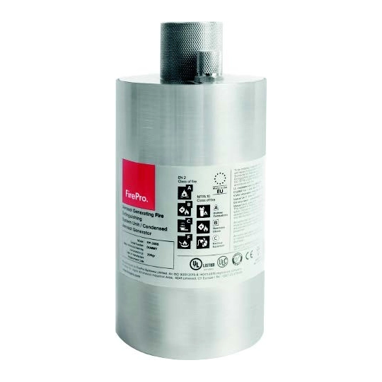 Automatic fire extinguisher with smoke detector and temperature control panel