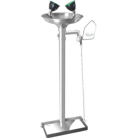 Floor-mounted stainless steel eyewash station