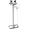 Floor-mounted dual emergency eyewash with stainless steel foot pedal