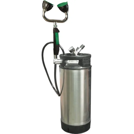 Portable dual-head pressure eye wash, stainless steel
