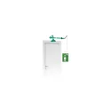 Safety shower mounted to the wall above the door