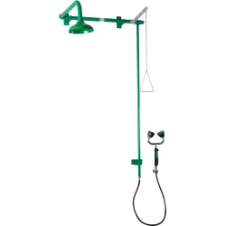 Safety shower with double eyewash wall-mounted