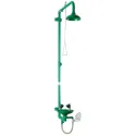 Safety shower with wall-mounted eyewash station