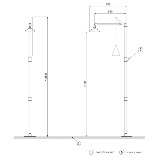 Floor-mounted safety shower
