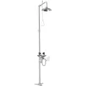 Combined unit, shower and eyewash made of stainless steel