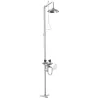 Combined device, shower and eyewash floor-mounted, entirely made of stainless steel