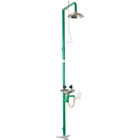 Combined unit, shower and eyewash mounted to the floor