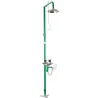 Combined unit, shower and eyewash mounted to the floor, stainless steel elements