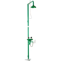 Combined unit, shower and eyewash mounted to the floor