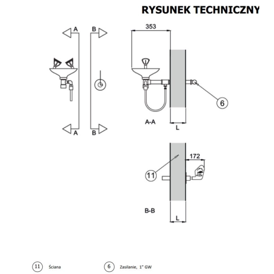 Frost-resistant wall-mounted eyewash station