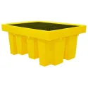 High-profile spill containment pallet with grid for 1 IBC