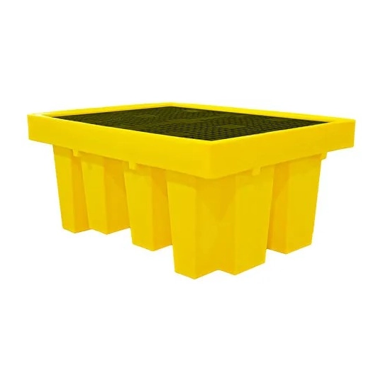 High-profile spill containment pallet with grid for 1 IBC