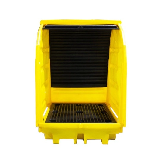 Workstation with sliding doors for 4 barrels, 410 l