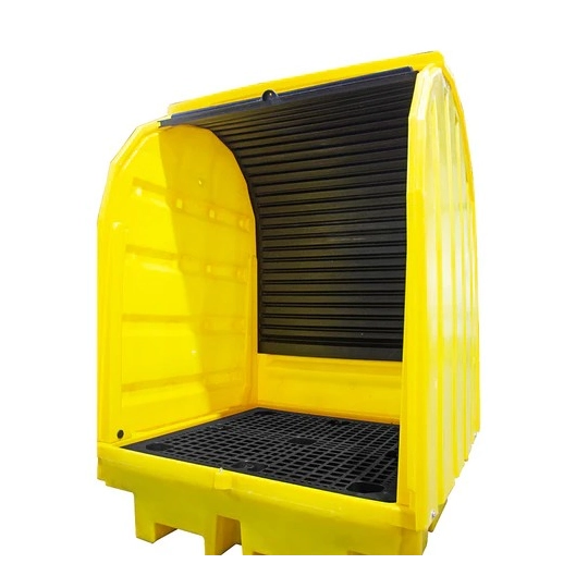 Workstation with sliding doors for 4 barrels, 410 l