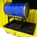 Workstation with sliding doors for 2 drums with cradle, 230 l,