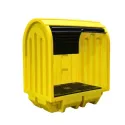 Workstation with sliding doors for 2 barrels, with shelves, 230 l