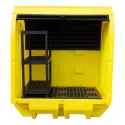 Workstation with sliding doors for 2 barrels, with shelves, 230 l
