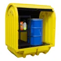 Stanowisko robocze z drzwiami suwnymi pod 2 beczki, z półkami, 230 l