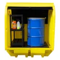 Stanowisko robocze z drzwiami suwnymi pod 2 beczki, z półkami, 230 l