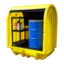 Workstation with sliding doors for 2 barrels, with shelves, 230 l