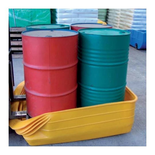 Spill containment sump without grating for 2 drums, yellow